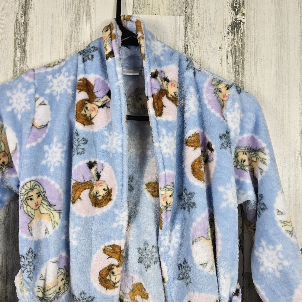 Disney frozen blue and white girls bath robe size 6